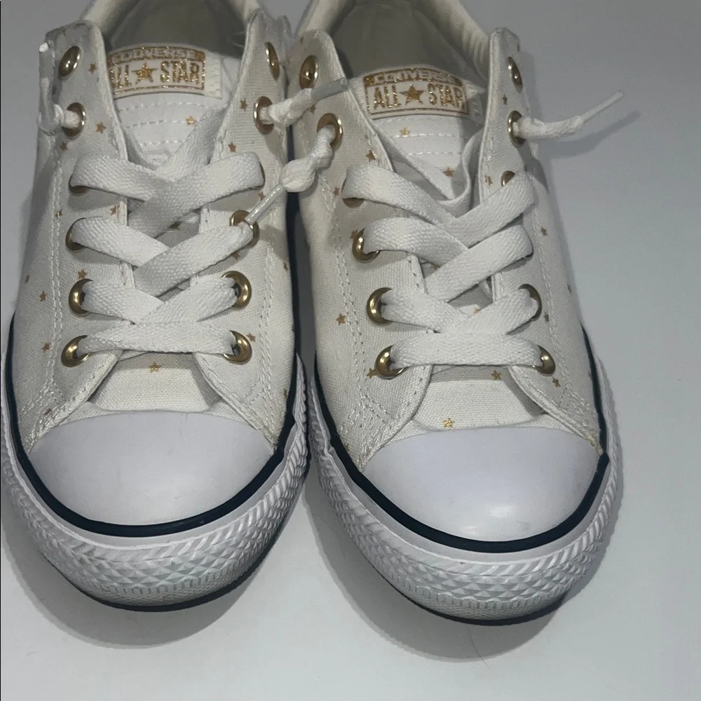 Converse Kids White and Gold Star Sneakers size 5